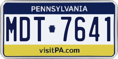 PA license plate MDT7641