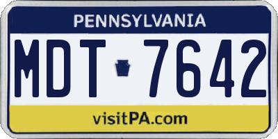 PA license plate MDT7642