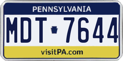 PA license plate MDT7644