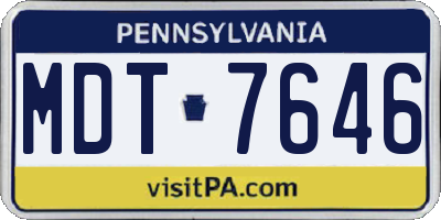 PA license plate MDT7646