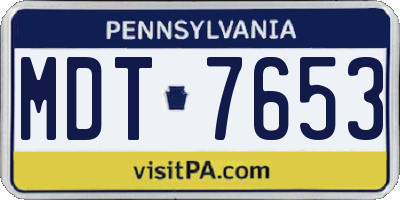PA license plate MDT7653