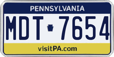 PA license plate MDT7654