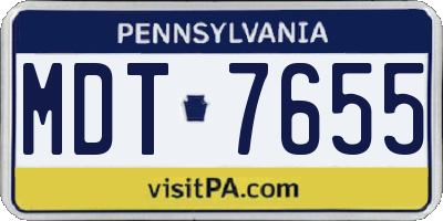 PA license plate MDT7655