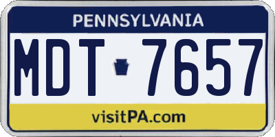 PA license plate MDT7657