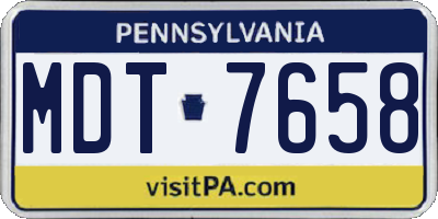 PA license plate MDT7658