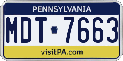 PA license plate MDT7663