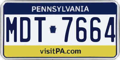 PA license plate MDT7664