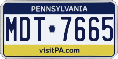 PA license plate MDT7665