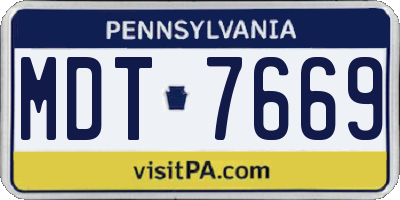 PA license plate MDT7669