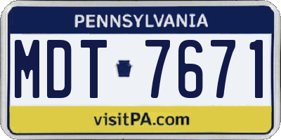 PA license plate MDT7671