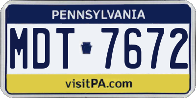 PA license plate MDT7672
