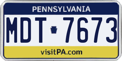 PA license plate MDT7673