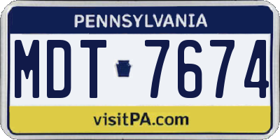 PA license plate MDT7674