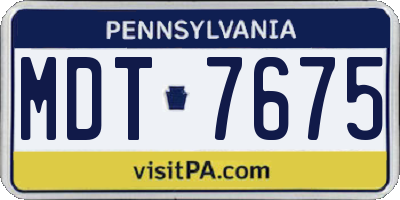 PA license plate MDT7675