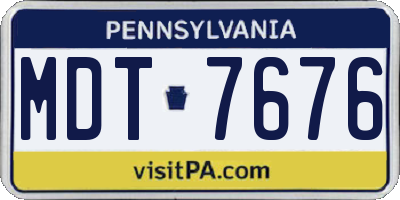PA license plate MDT7676
