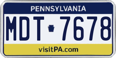 PA license plate MDT7678