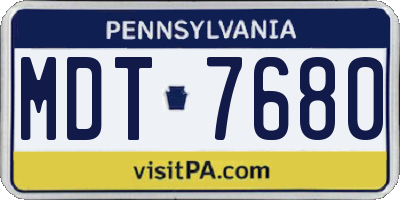 PA license plate MDT7680