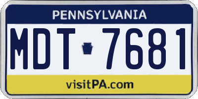 PA license plate MDT7681