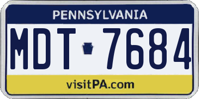 PA license plate MDT7684