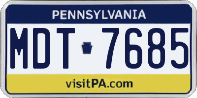 PA license plate MDT7685