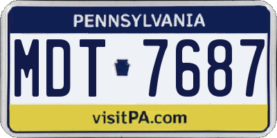 PA license plate MDT7687