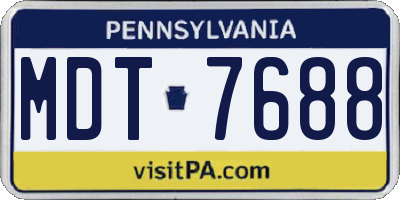 PA license plate MDT7688