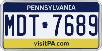 PA license plate MDT7689