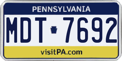 PA license plate MDT7692
