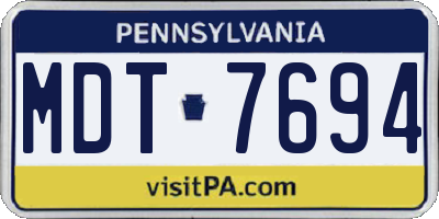PA license plate MDT7694