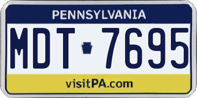 PA license plate MDT7695