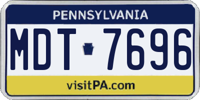 PA license plate MDT7696
