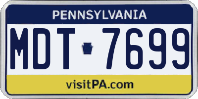 PA license plate MDT7699