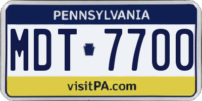 PA license plate MDT7700