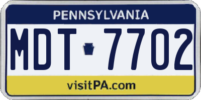 PA license plate MDT7702