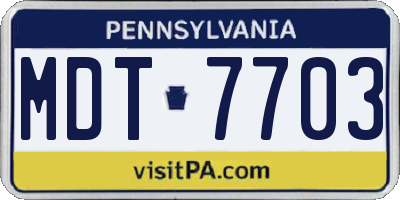 PA license plate MDT7703