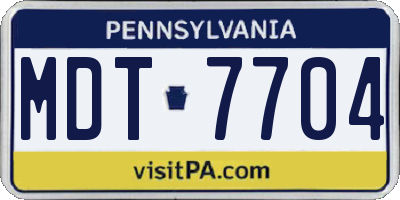 PA license plate MDT7704