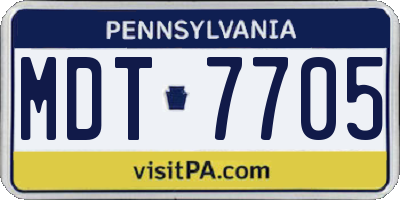 PA license plate MDT7705