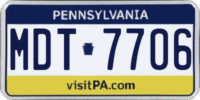 PA license plate MDT7706