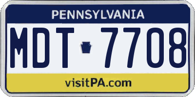PA license plate MDT7708