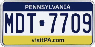 PA license plate MDT7709