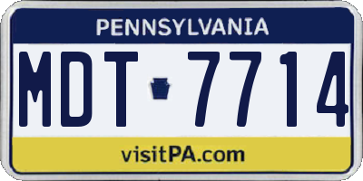 PA license plate MDT7714