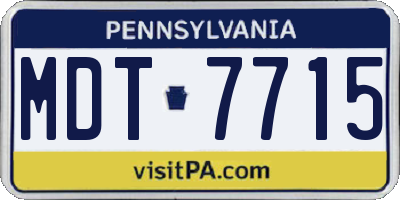 PA license plate MDT7715