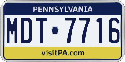 PA license plate MDT7716