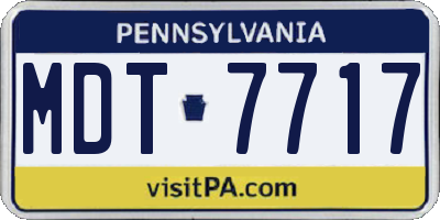 PA license plate MDT7717