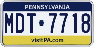 PA license plate MDT7718