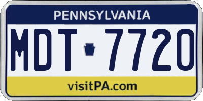 PA license plate MDT7720