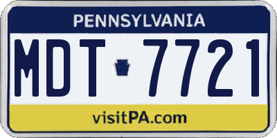 PA license plate MDT7721