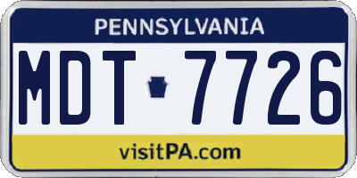 PA license plate MDT7726