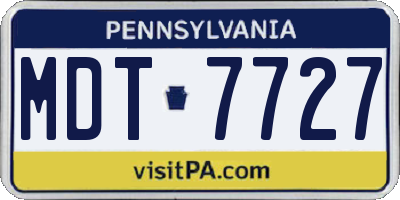 PA license plate MDT7727