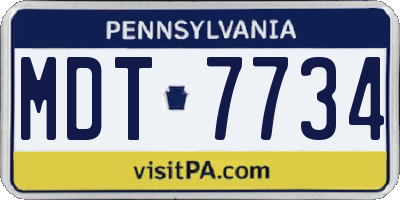 PA license plate MDT7734